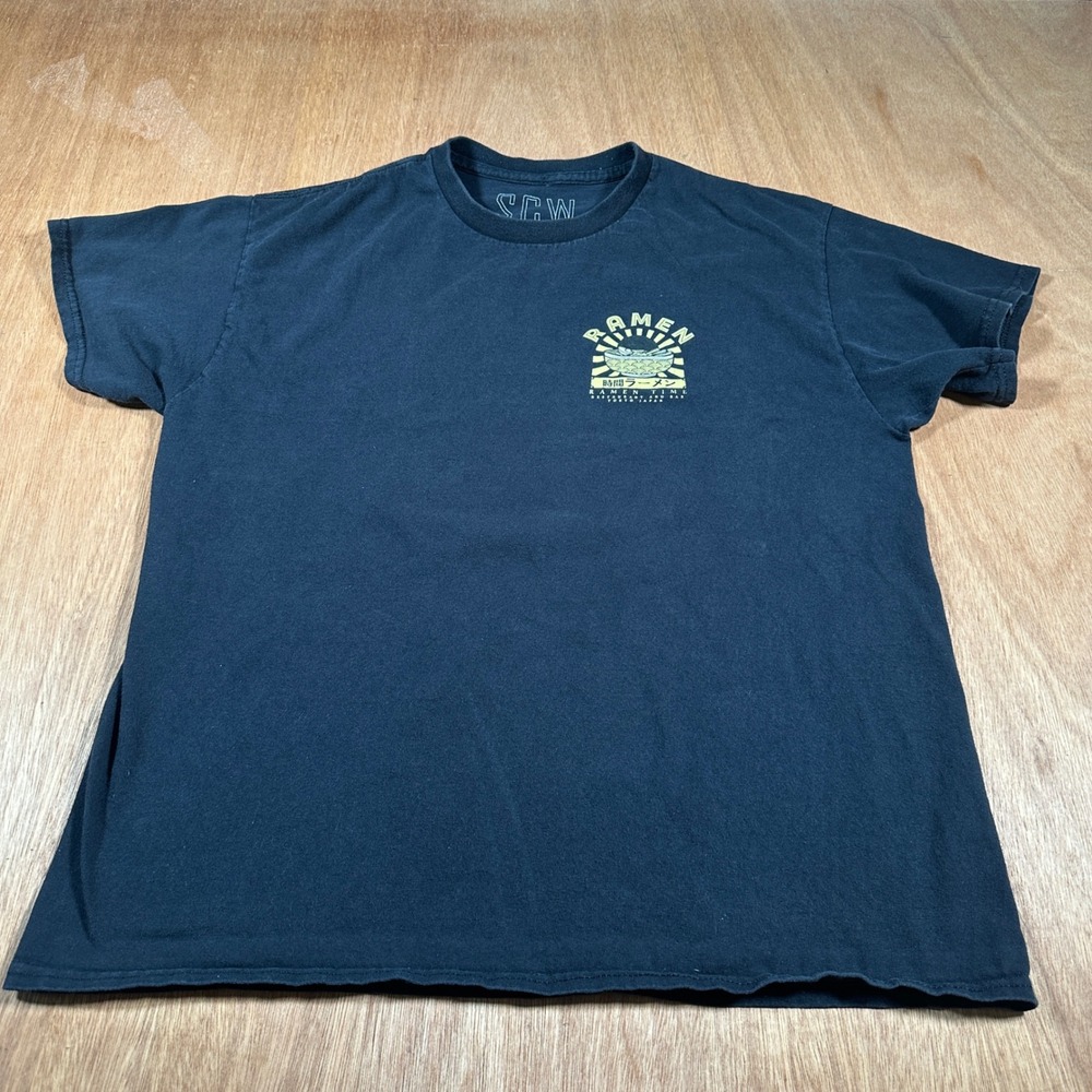 SCW Ramen Time Graphic Tee Mens Large Black Tokyo Japan Restaurant Short Sleeve